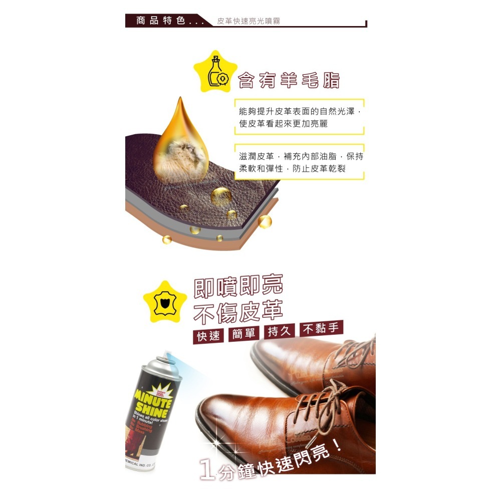 糊塗鞋匠 優質鞋材 L163 皮革快速亮光噴霧450ml 1罐 皮革亮光噴霧 皮革噴霧快速增亮-細節圖6