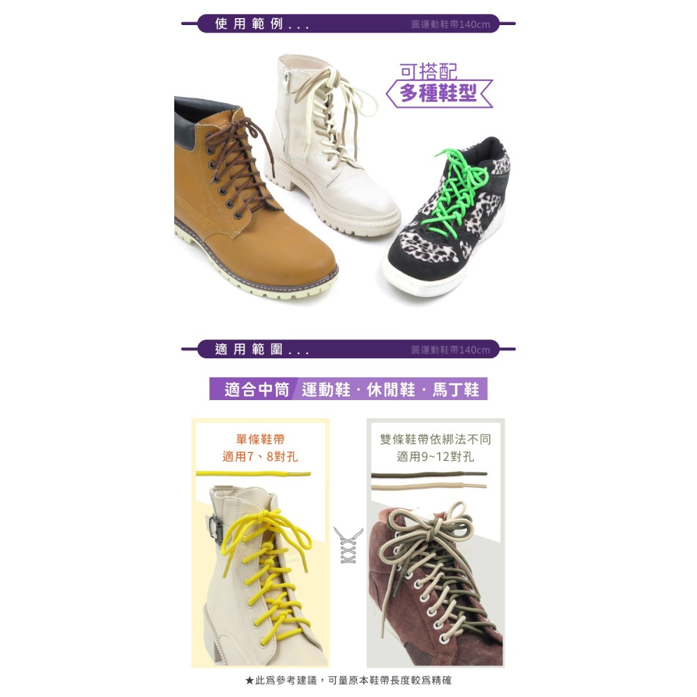 糊塗鞋匠 優質鞋材 G98 圓運動鞋帶140cm 1雙 圓形鞋帶 圓鞋帶 休閒鞋鞋帶-細節圖8
