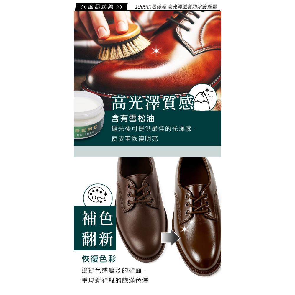 糊塗鞋匠 優質鞋材 L184 德國Collonil 1909頂級護理 高光澤滋養防水護理霜100ml 1罐 皮革滋養護理-細節圖4