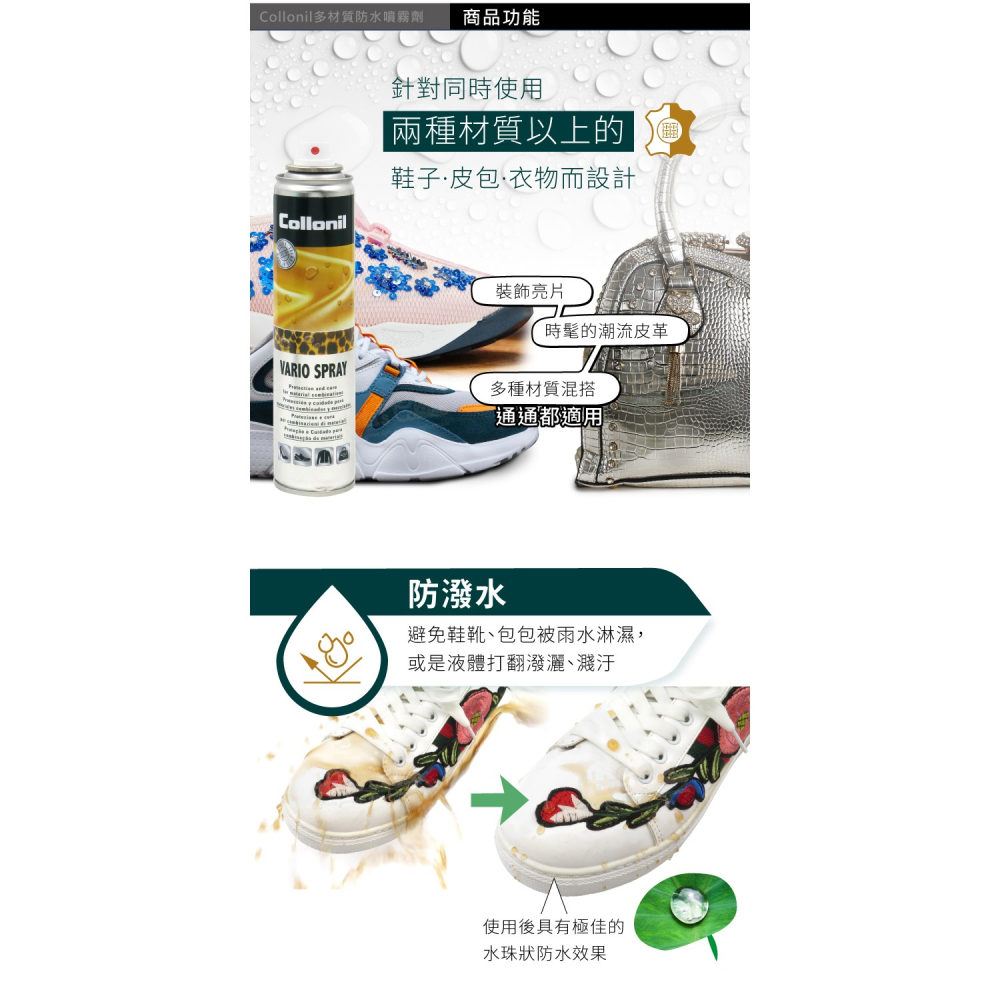糊塗鞋匠 優質鞋材 L181 德國Collonil多材質防水噴霧劑200ml 1瓶 萬用防水噴霧 防水防汙噴霧-細節圖4