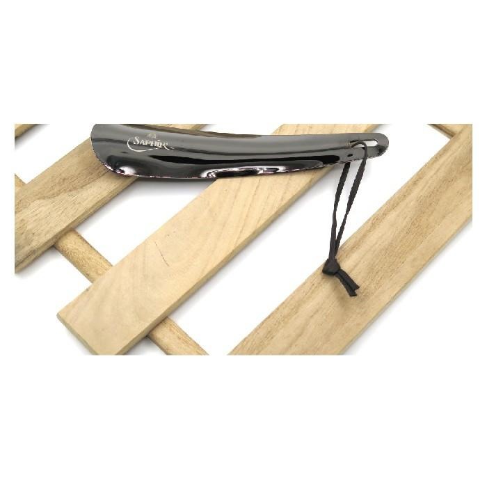 ○糊塗鞋匠○ 優質鞋材 A59 SAPHIR金質鍍鉻黑金屬鞋拔18.5cm 堅固耐用 不變形 鍍鉻黑金屬-細節圖5