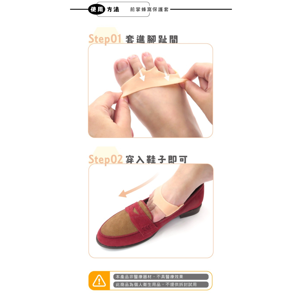 糊塗鞋匠 優質鞋材 J51 前掌蜂窩保護套 1雙 蜂窩前掌套 拇趾套 拇趾分隔套 三孔分趾器-細節圖7