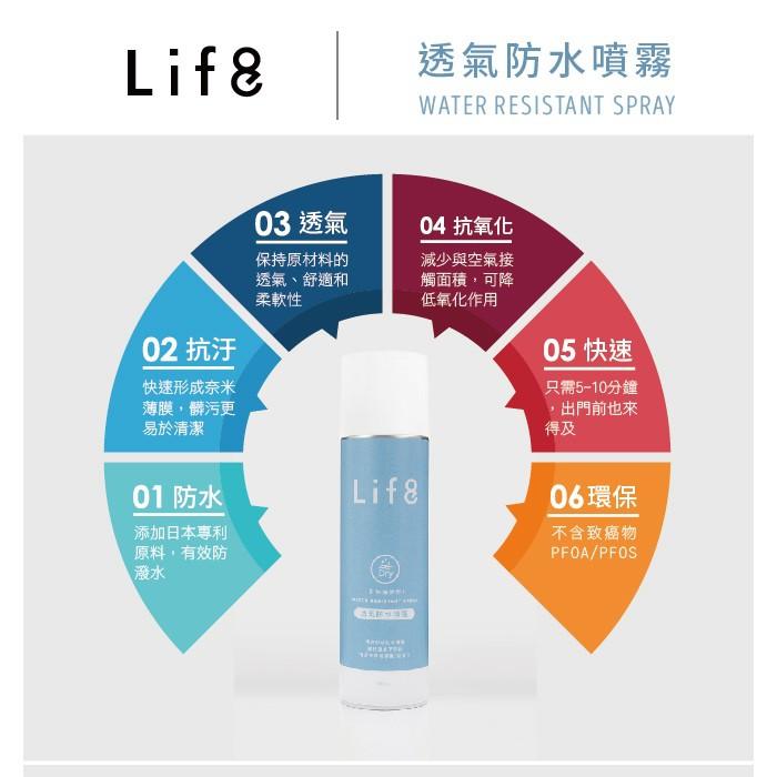 ○糊塗鞋匠○ 優質鞋材 L148 LIFE8透氣防水噴霧 280ml 天然皮 合成皮 麂皮 紡織-細節圖2