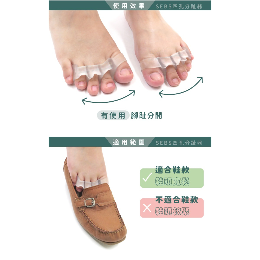 糊塗鞋匠 優質鞋材 J52 SEBS四孔分趾器 1雙 拇趾固定套 拇趾分隔 拇趾保護套-細節圖6