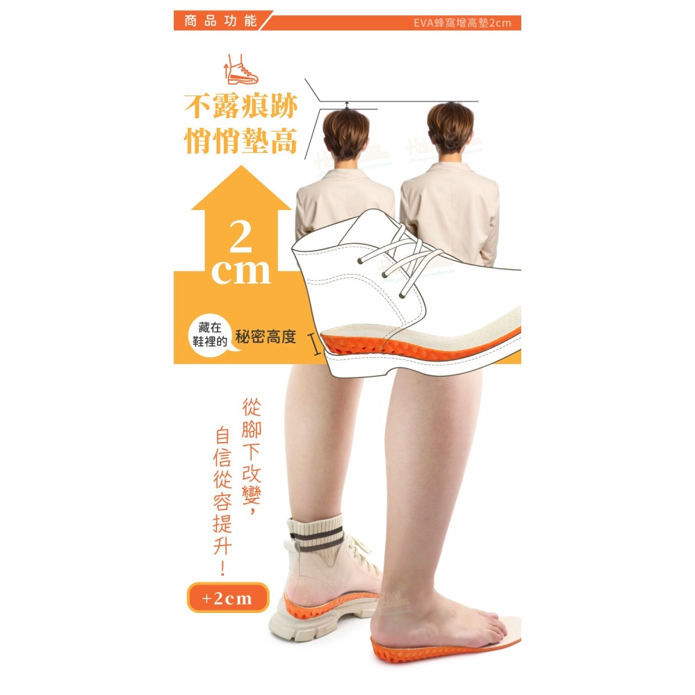 糊塗鞋匠 優質鞋材 B36 EVA蜂窩增高墊2cm 1雙 彈性EVA增高墊 蜂窩增高墊-細節圖4