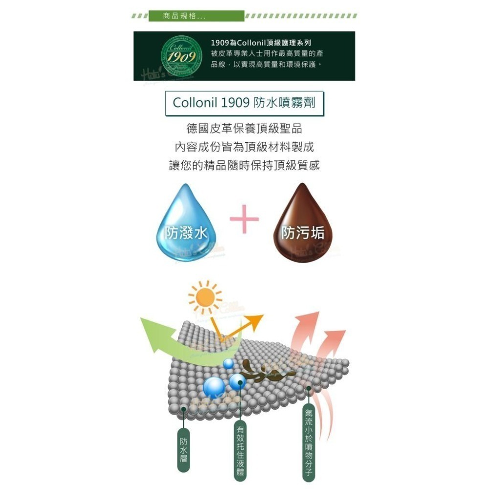 糊塗鞋匠 優質鞋材 L237 德國Collonil 1909頂級護理 防水噴霧劑200ml 1瓶 防潑水氣霧噴劑 防污-細節圖3