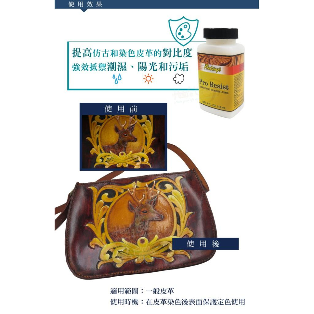 糊塗鞋匠 優質鞋材 K154 Fiebing皮革定色抗蝕液118ml 1瓶 皮革皮雕染色保護液 增艷增亮 定色保護-細節圖5