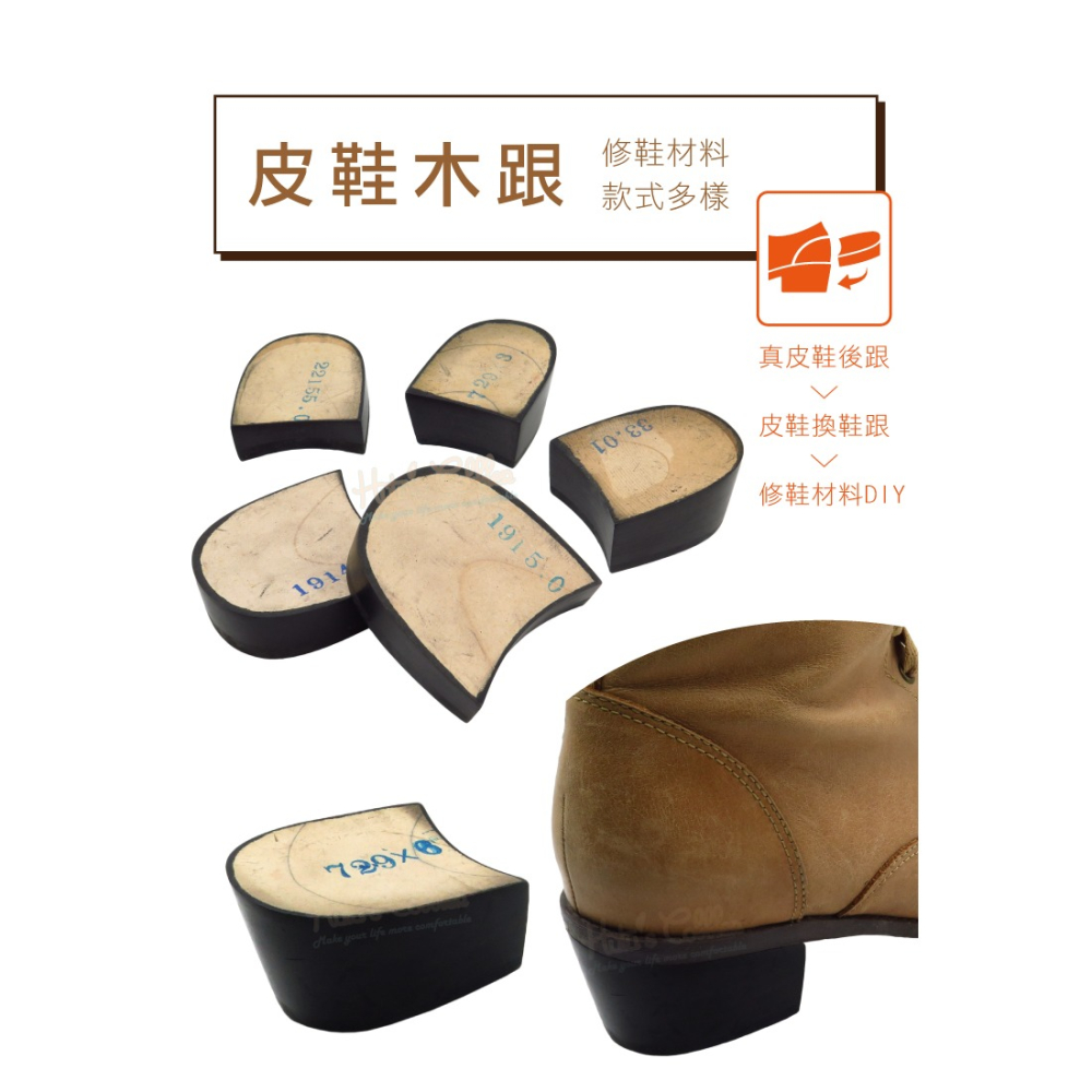 糊塗鞋匠 優質鞋材 N14 皮鞋木跟 1雙 木跟底 木鞋跟 真皮鞋後跟-細節圖2