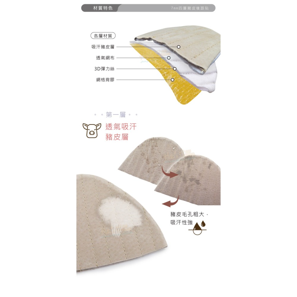 糊塗鞋匠 優質鞋材 F48 7mm四層豬皮後跟貼 1雙 彈力絲後跟貼 防磨後跟貼 運動鞋後跟貼-細節圖6