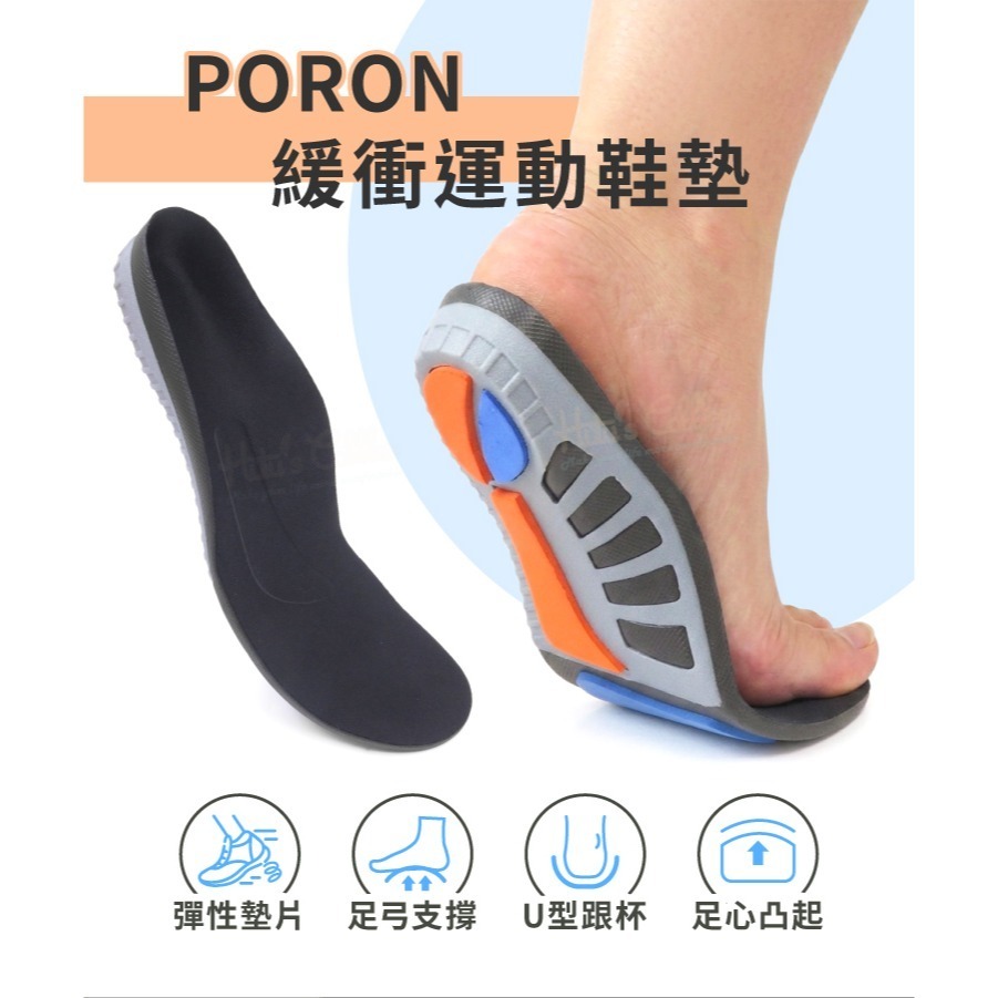 糊塗鞋匠 優質鞋材 C194 PORON緩衝運動鞋墊 1雙 PORON足弓全墊 PORON減震運動鞋墊 EVA鞋墊-細節圖2