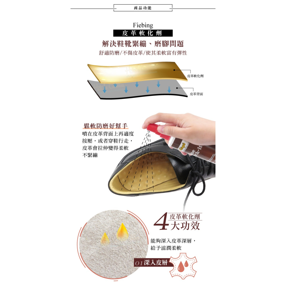 糊塗鞋匠 優質鞋材 L242 美國Fiebing皮革軟化劑118ml 1瓶 皮鞋軟化劑 防磨腳 防擠腳 擴鞋-細節圖4