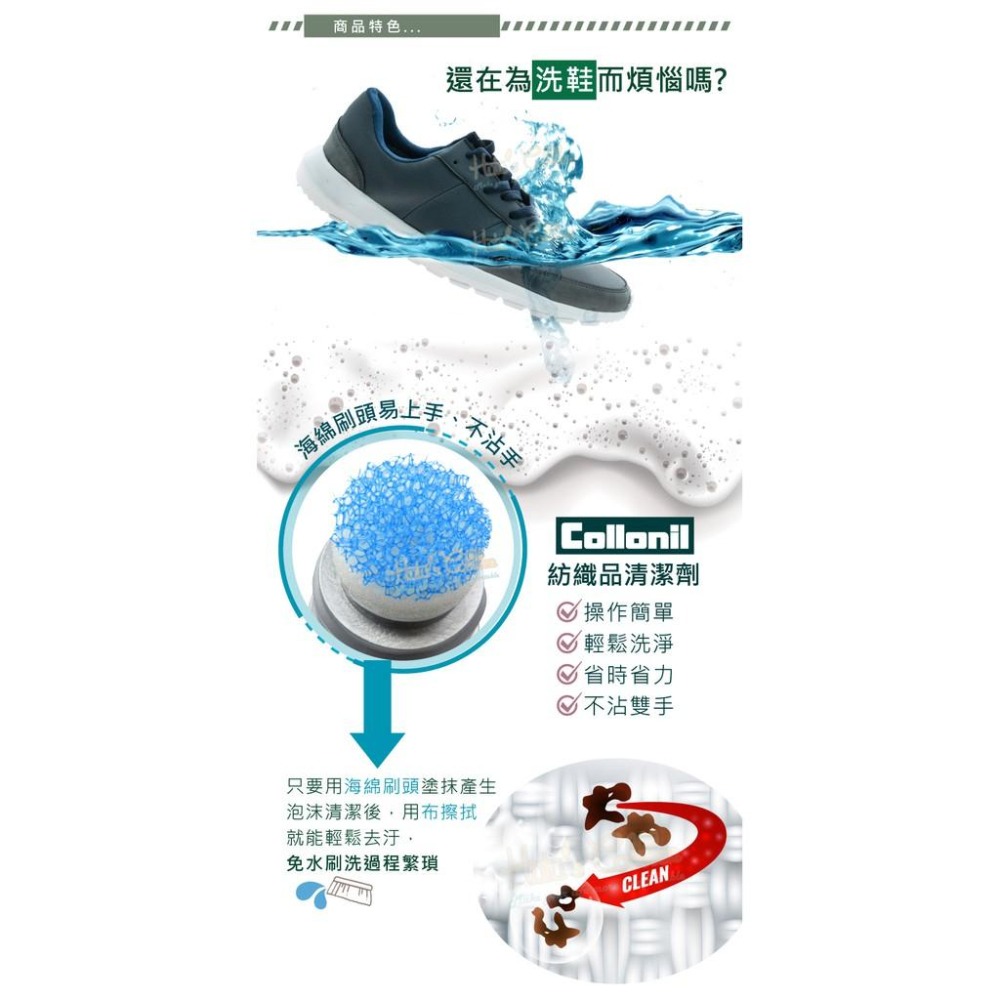 糊塗鞋匠 優質鞋材 K150 德國Collonil紡織品快速清潔劑100ml 1瓶 海綿刷頭清潔劑 紡織品皮革清潔劑-細節圖4