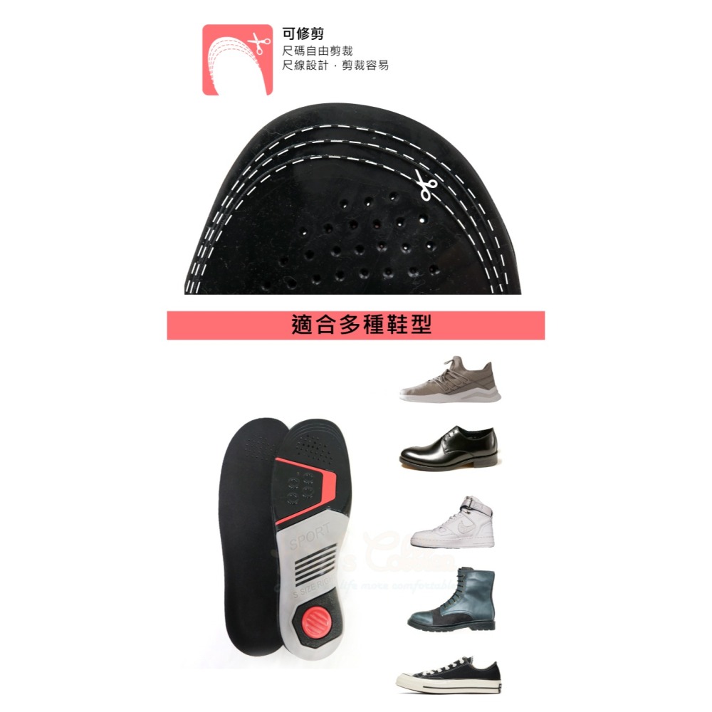 糊塗鞋匠 優質鞋材 C198 TPE足弓減震鞋墊 1雙 TPE加厚 緩震 透氣 舒適 足弓支撐-細節圖7