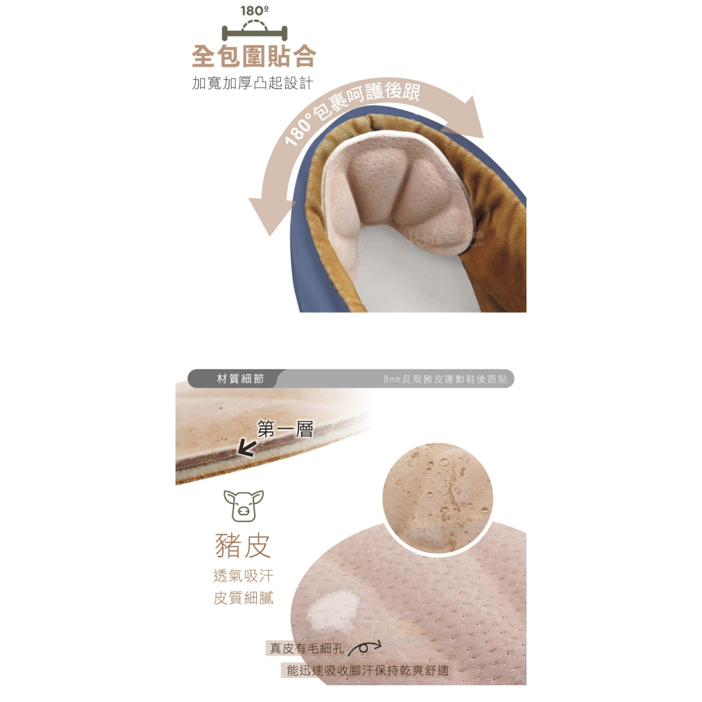 糊塗鞋匠 優質鞋材 F43 8mm貝殼豬皮運動鞋後跟貼 1雙 貝殼後跟貼 貝殼豬皮後跟貼 皇冠豬皮後跟貼  皇冠後跟貼-細節圖6