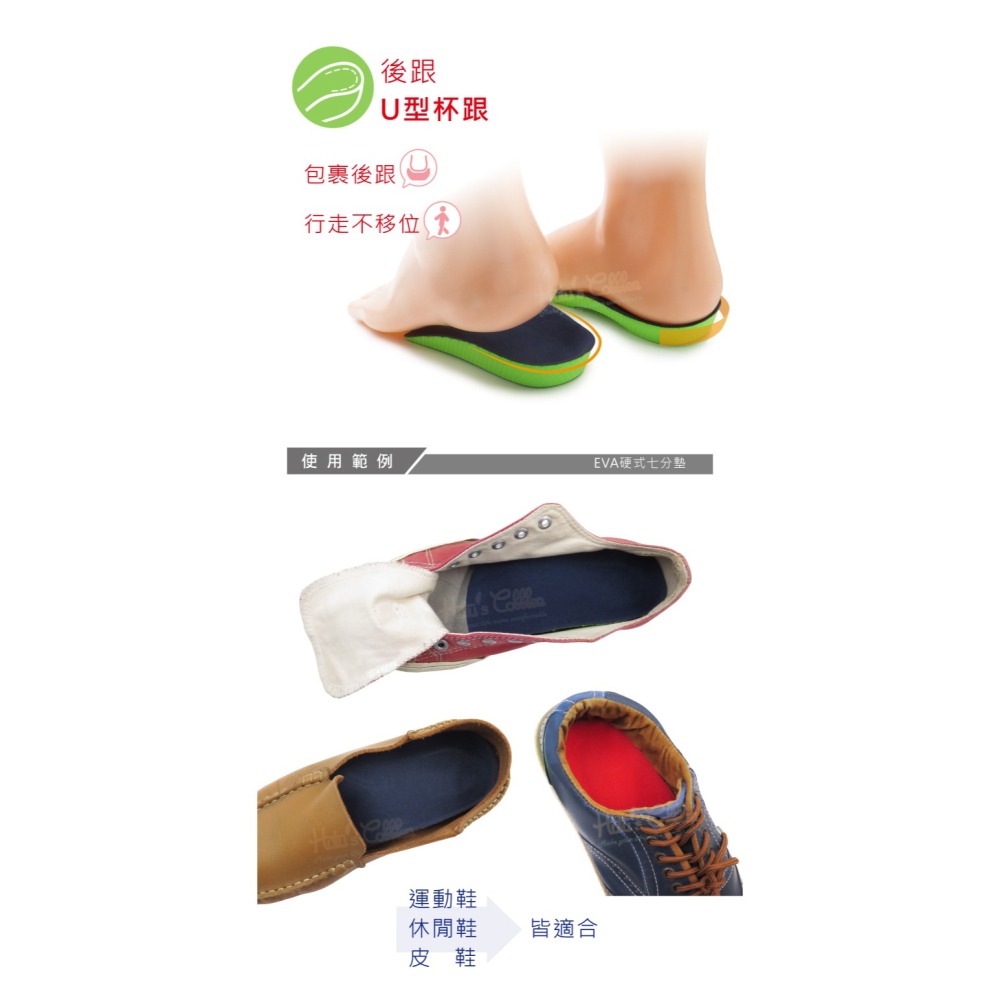 糊塗鞋匠 優質鞋材 C212 EVA硬式足弓七分墊 1雙 EVA七分墊 EVA足弓七分墊-細節圖8
