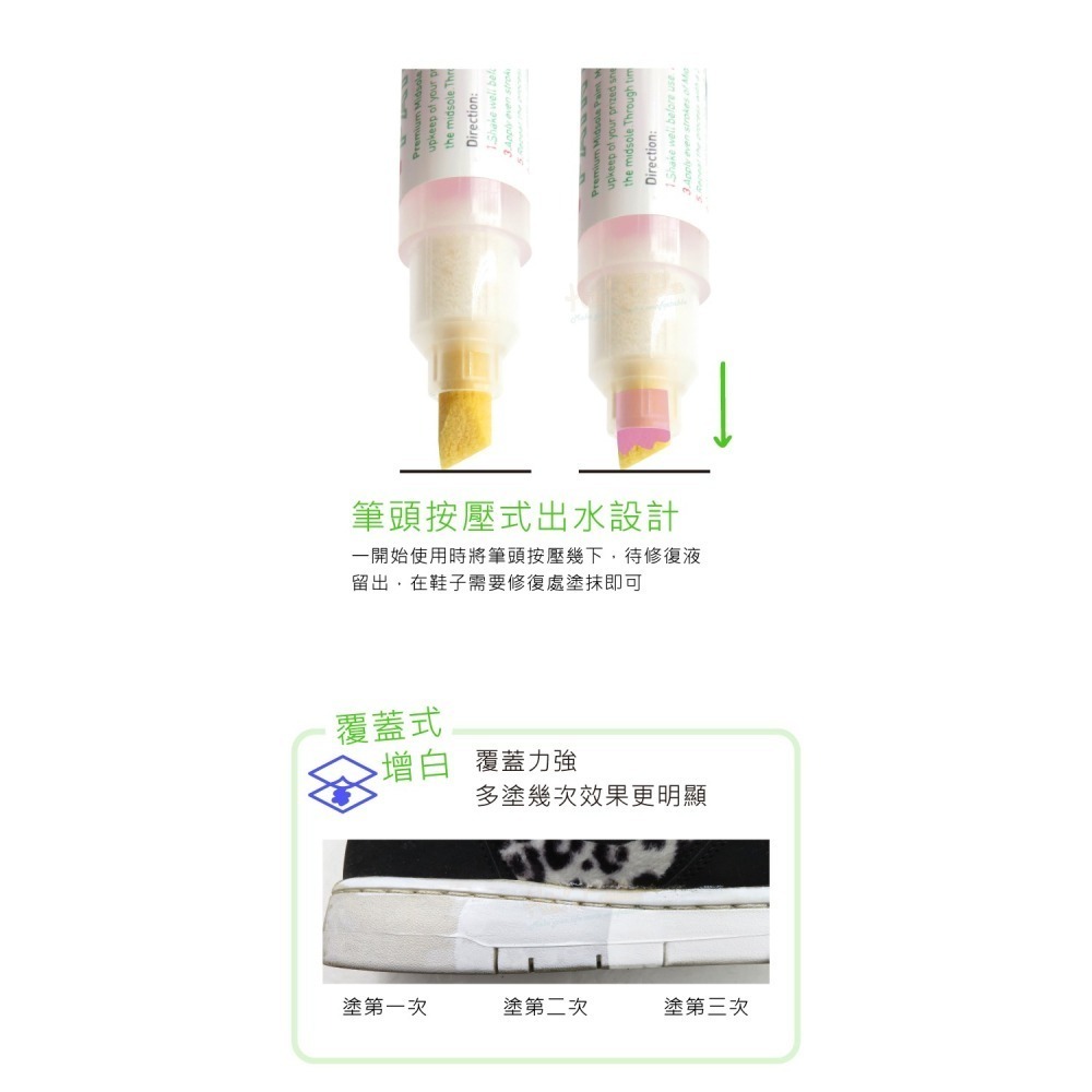 糊塗鞋匠 優質鞋材 N70 Flysea鞋邊補色筆 1支 鞋邊修復筆 球鞋補色筆 鞋邊增白筆 鞋邊增黑筆 鞋邊上色筆-細節圖6