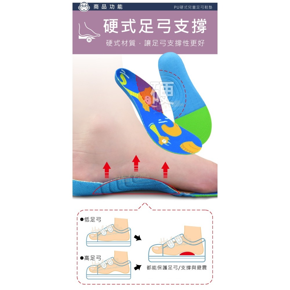 糊塗鞋匠 優質鞋材 C172 EVA硬式兒童足弓鞋墊 1雙 兒童硬式足弓鞋墊 兒童足弓鞋墊 EVA鞋墊-細節圖4
