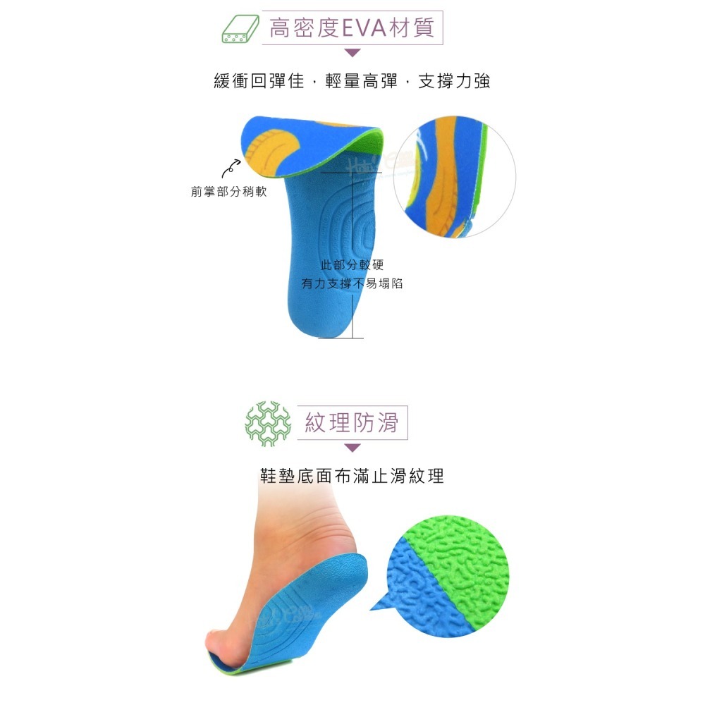 糊塗鞋匠 優質鞋材 C172 EVA硬式兒童足弓鞋墊 1雙 兒童硬式足弓鞋墊 兒童足弓鞋墊 EVA鞋墊-細節圖7