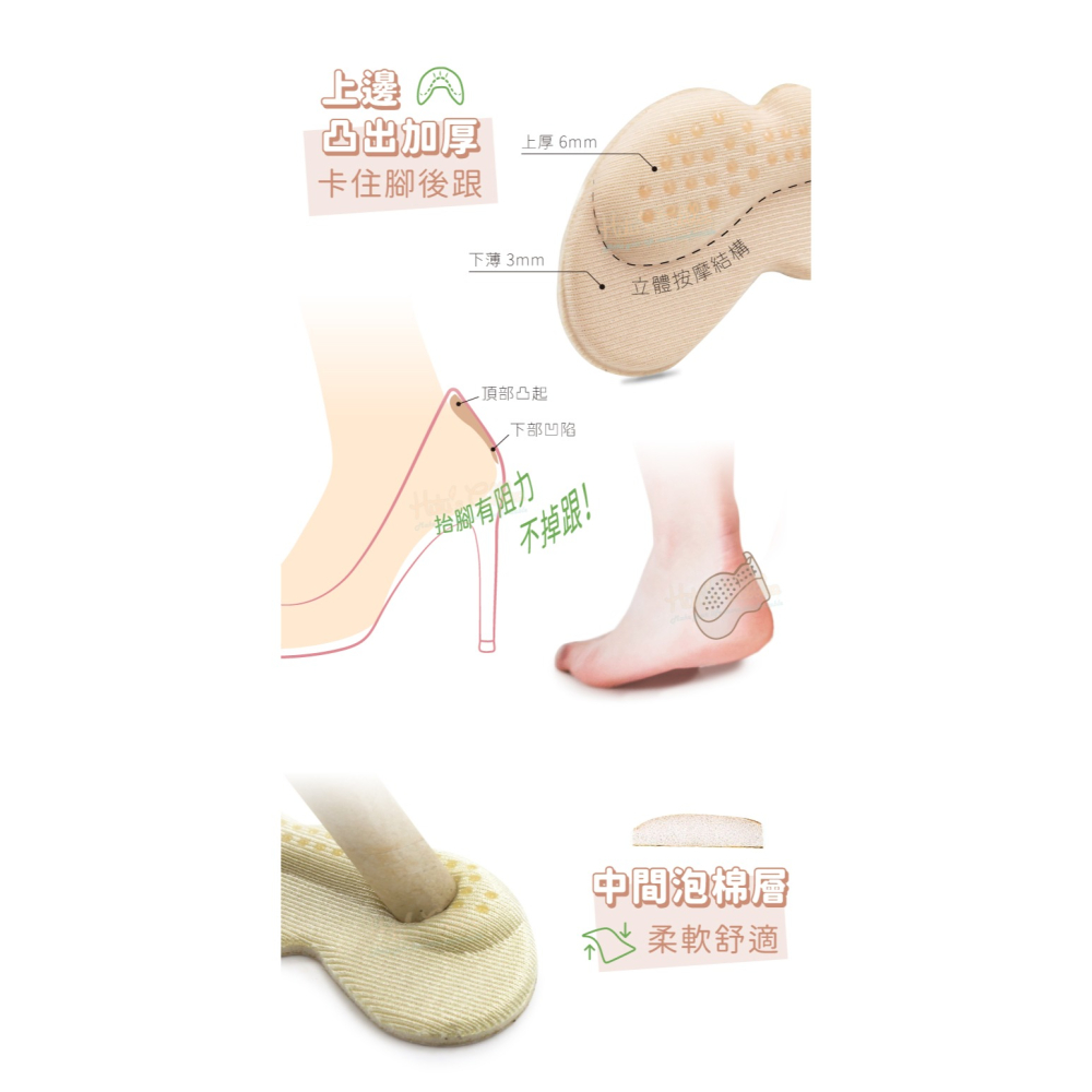 糊塗鞋匠 優質鞋材 F58 6mm點膠後跟貼 1雙 點膠海綿後跟貼 泡綿後跟貼 按摩後跟貼 防磨後跟貼-細節圖6