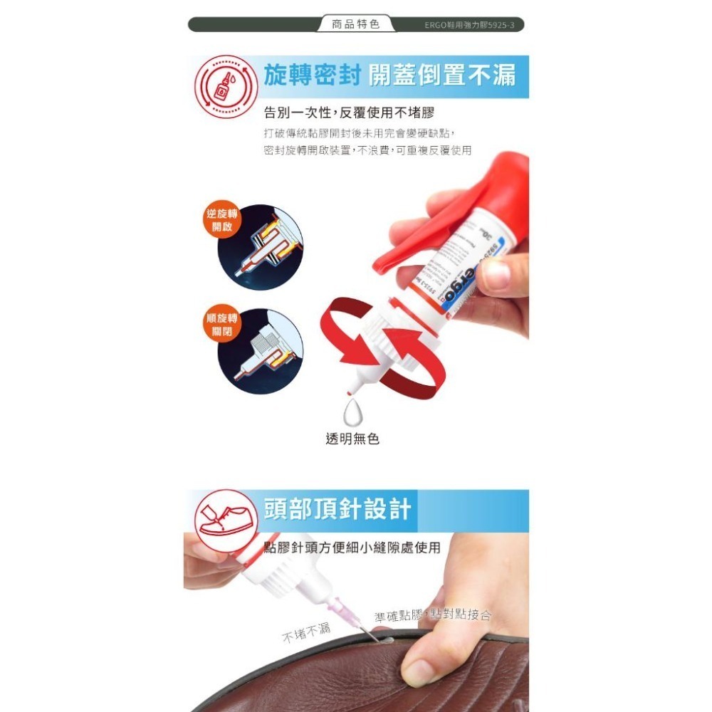 糊塗鞋匠 優質鞋材 N323 ERGO鞋用強力膠5925-3 瑞士生產 加強款皮鞋用30ml 1瓶 鞋黏膠 黏鞋膠-細節圖5