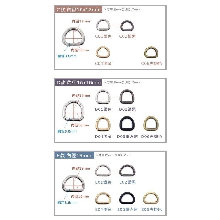 糊塗鞋匠 優質鞋材 N313 D字扣 1個 D扣 D型扣 D型環 半圓環 金屬扣環 背帶扣環 包包扣環 調節扣 繩帶扣-細節圖4