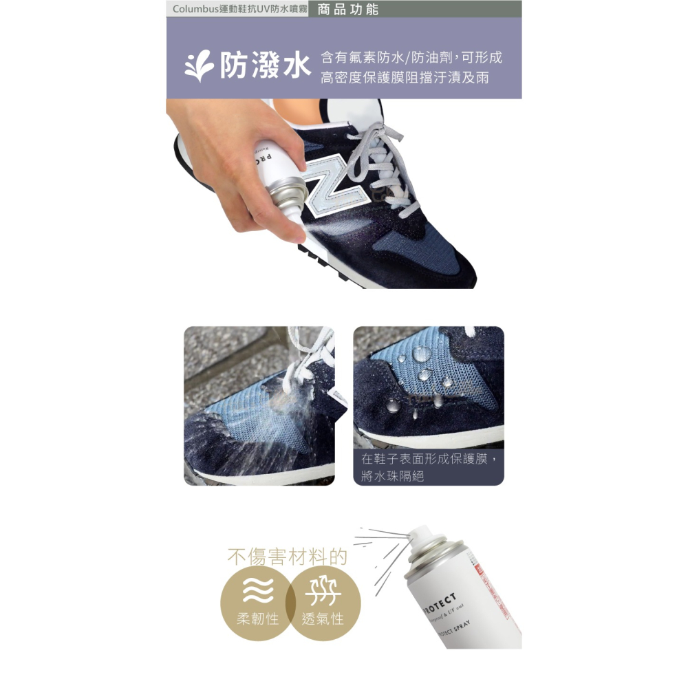 糊塗鞋匠 優質鞋材 L62 日本Columbus運動鞋抗UV防水噴霧180ml 1罐 運動鞋防水噴霧劑 皮鞋防水噴霧劑-細節圖4
