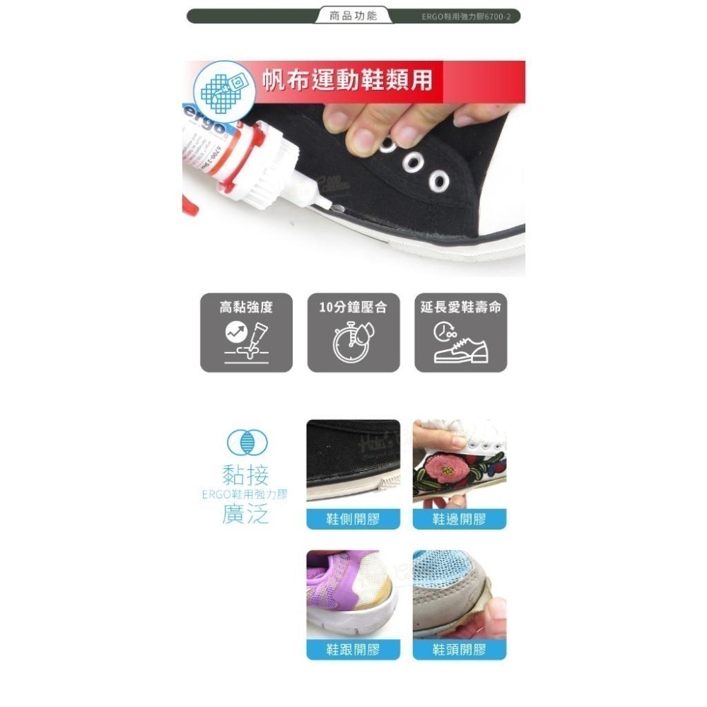 糊塗鞋匠 優質鞋材 N327 ERGO鞋用強力膠6700-2 瑞士生產 帆布運動鞋類用30ml 1瓶 鞋黏膠 黏鞋膠-細節圖4