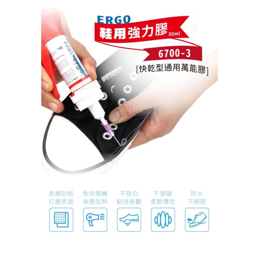 糊塗鞋匠 優質鞋材 N328 ERGO鞋用強力膠6700-3 瑞士生產 快乾型通用萬能膠30ml 1瓶 鞋黏膠 黏鞋膠-細節圖2