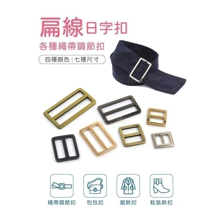 糊塗鞋匠 優質鞋材 N316 扁線日字扣 1個 日字環 日型環 三層滑扣 肩帶調節器 背帶扣環 包包扣環 調節扣 繩帶-細節圖2