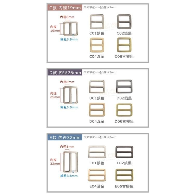 糊塗鞋匠 優質鞋材 N316 扁線日字扣 1個 日字環 日型環 三層滑扣 肩帶調節器 背帶扣環 包包扣環 調節扣 繩帶扣-細節圖4