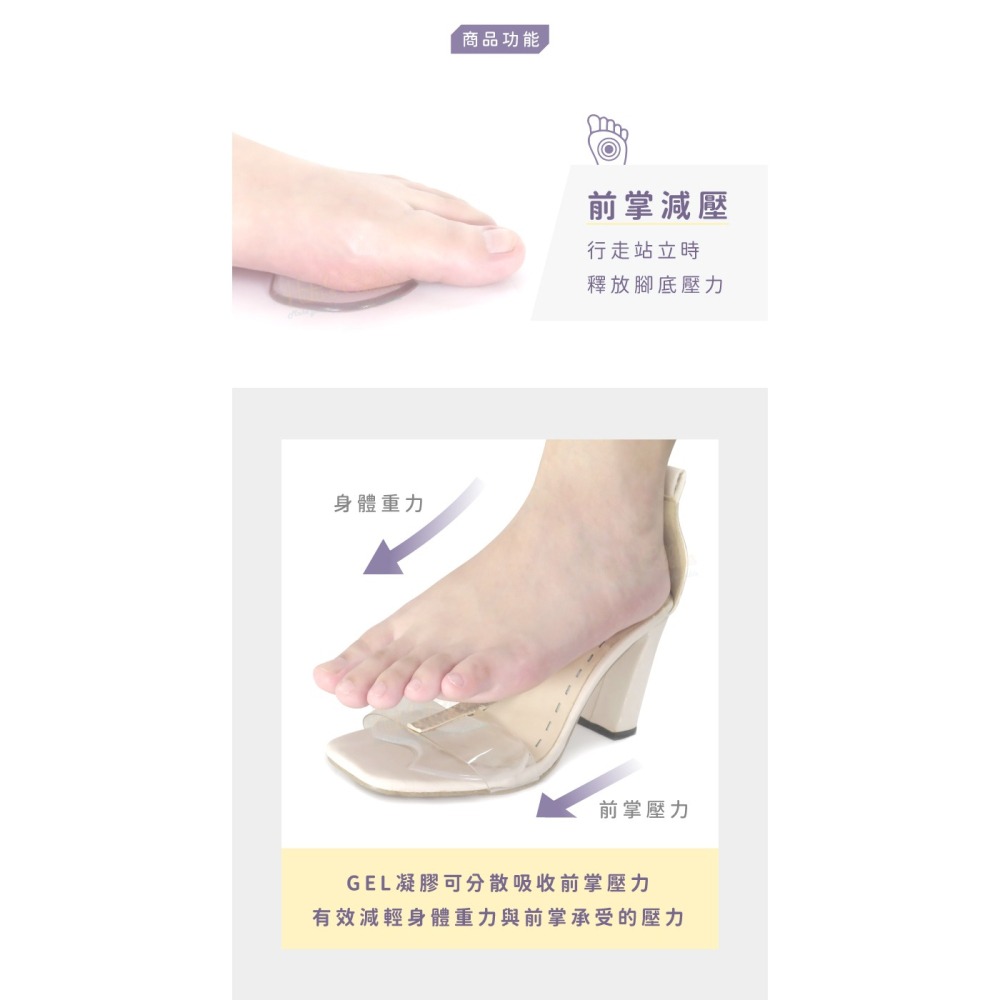 糊塗鞋匠 優質鞋材 D45 2.5mm缺口GEL前掌墊 1雙 矽膠前掌墊 半碼墊 GEL前掌墊 前掌防滑墊-細節圖4