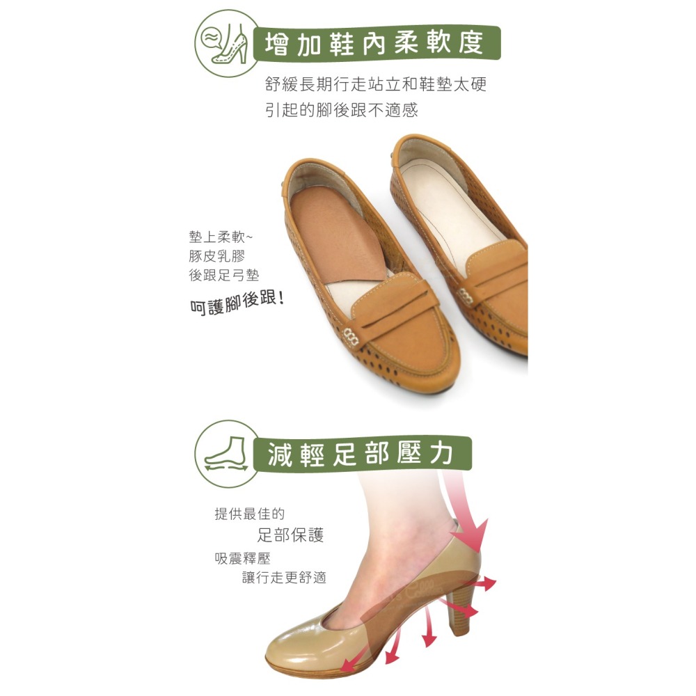 糊塗鞋匠 優質鞋材 E02 6mm豚皮乳膠後跟足弓墊 1雙 足跟墊 豬皮足弓墊 豬皮後跟墊 台灣製造-細節圖5