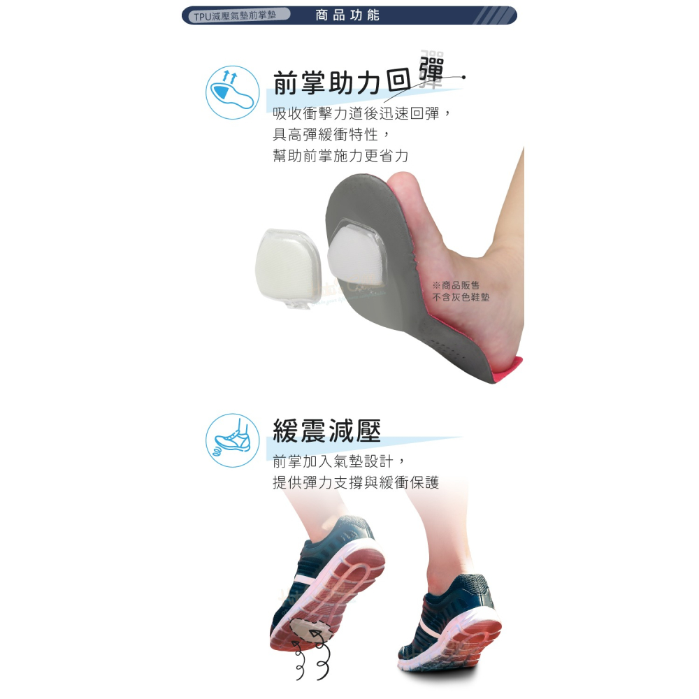 糊塗鞋匠 優質鞋材 D52 TPU減壓氣墊前掌墊 1雙 前掌扇形氣墊 扇形氣墊前掌墊 減壓氣墊前掌墊-細節圖4