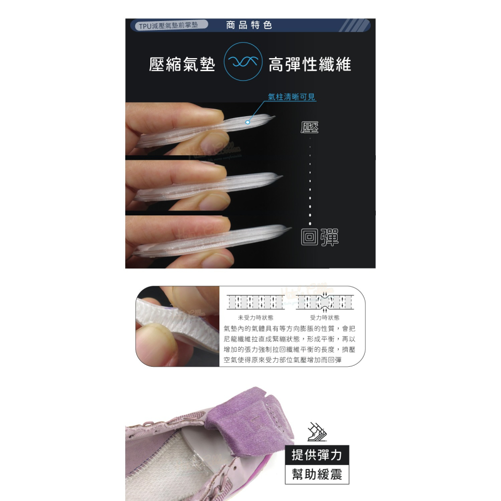 糊塗鞋匠 優質鞋材 D52 TPU減壓氣墊前掌墊 1雙 前掌扇形氣墊 扇形氣墊前掌墊 減壓氣墊前掌墊-細節圖5