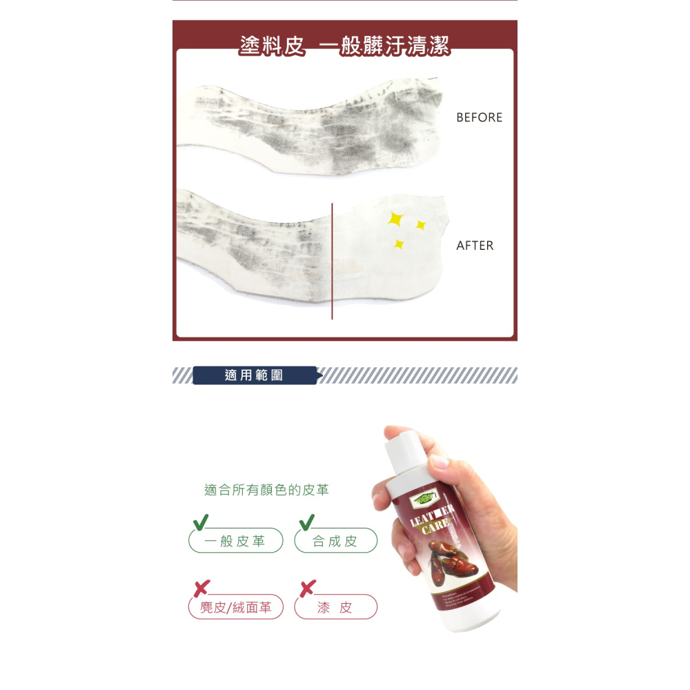 糊塗鞋匠 優質鞋材 K183 皮革清潔劑200cc 1瓶 皮革去汙劑 除塵除汙 清潔皮革-細節圖6