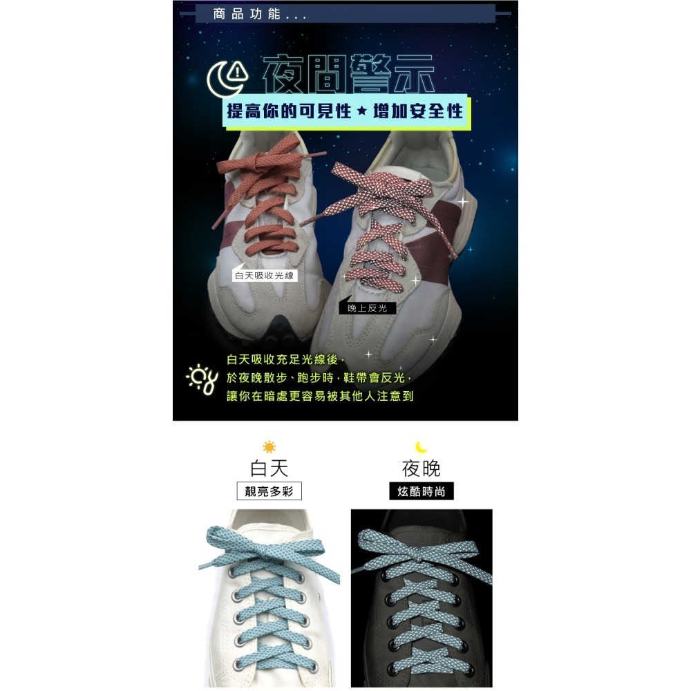 糊塗鞋匠 優質鞋材 G180 編織反光扁鞋帶120cm 1雙 反光鞋帶 發光鞋帶 夜間反光鞋帶-細節圖5