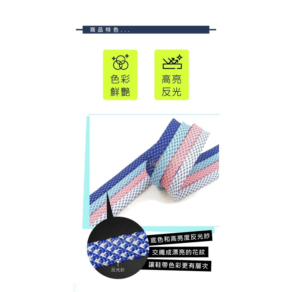 糊塗鞋匠 優質鞋材 G180 編織反光扁鞋帶120cm 1雙 反光鞋帶 發光鞋帶 夜間反光鞋帶-細節圖6