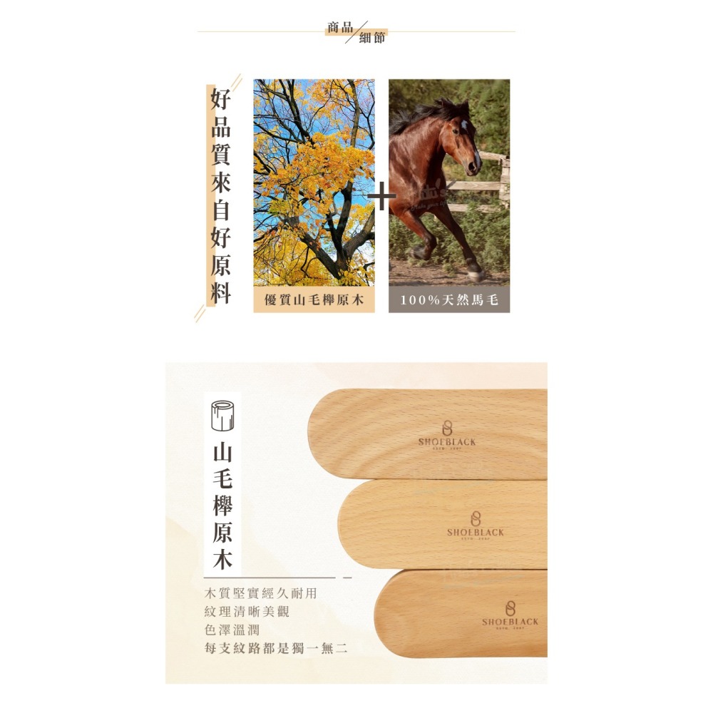 糊塗鞋匠 優質鞋材 P66 ShoeBlack馬毛刷 1支 鞋刷 馬毛拋光刷 拋光刷 馬鬃毛刷 除塵刷 台灣製造-細節圖5