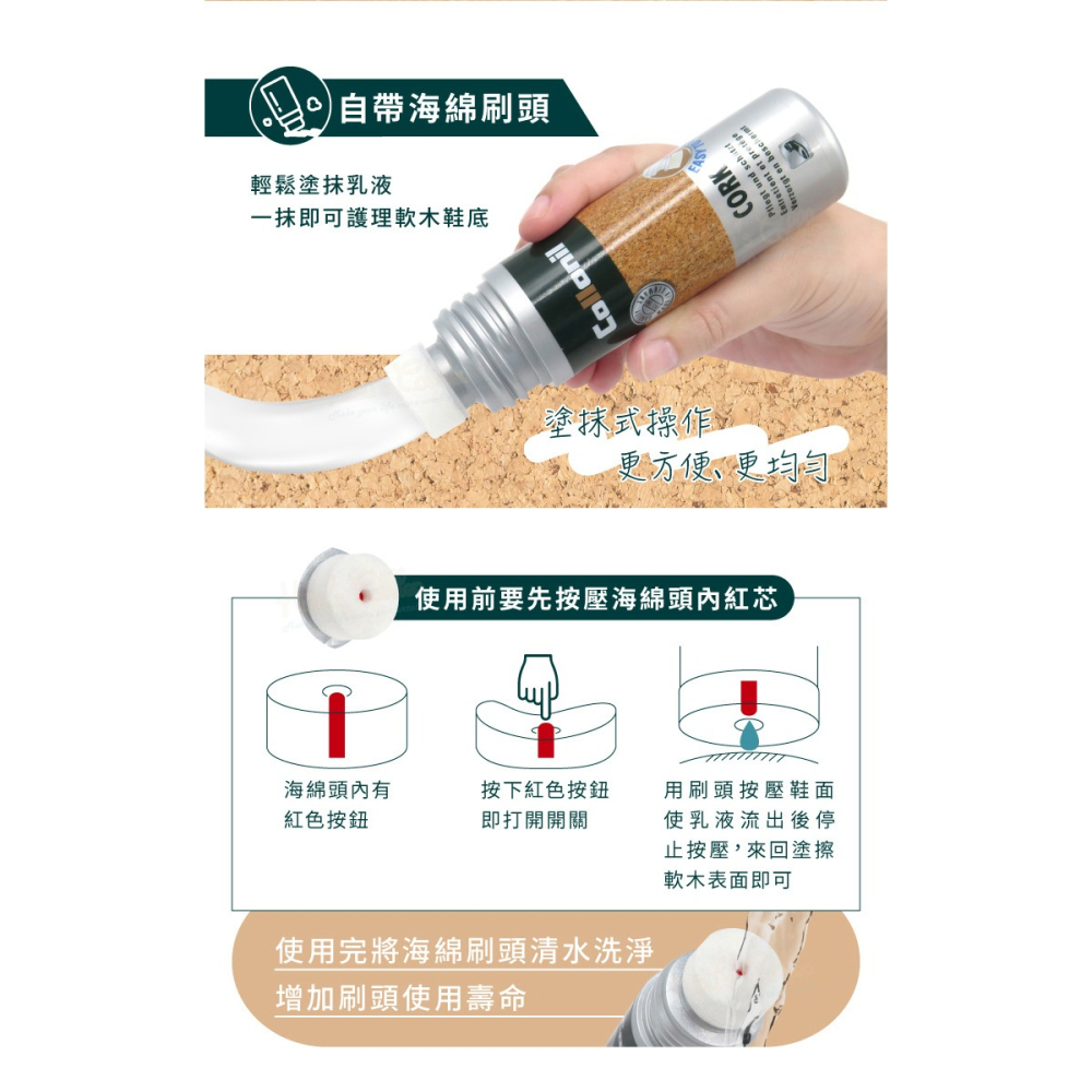 糊塗鞋匠 優質鞋材 K143 德國Collonil軟木鞋底防護乳液100ml 1瓶 軟木防護乳 軟木乳液 軟木保養乳-細節圖6