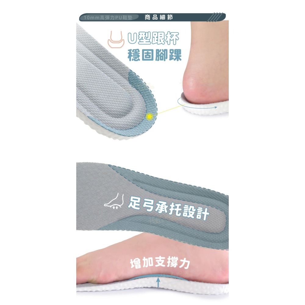 糊塗鞋匠 優質鞋材 C224 10mm高彈力PU鞋墊 1雙 PU足弓支撐鞋墊 PU足弓鞋墊-細節圖6