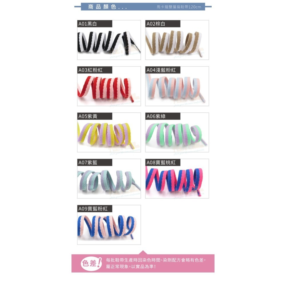 糊塗鞋匠 優質鞋材 G200 馬卡龍雙層扁鞋帶120cm 1雙 馬卡龍鞋帶 鴛鴦扁鞋帶 雙色鞋帶-細節圖4