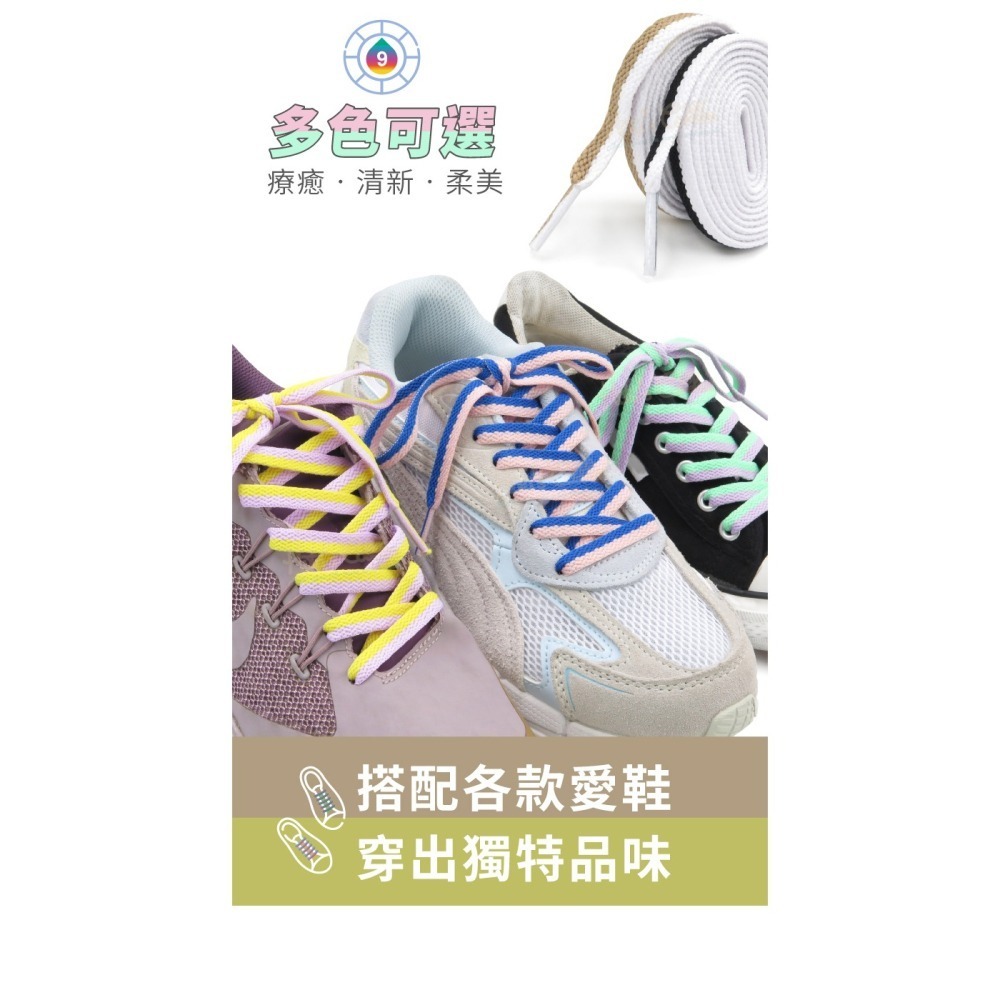 糊塗鞋匠 優質鞋材 G200 馬卡龍雙層扁鞋帶120cm 1雙 馬卡龍鞋帶 鴛鴦扁鞋帶 雙色鞋帶-細節圖6