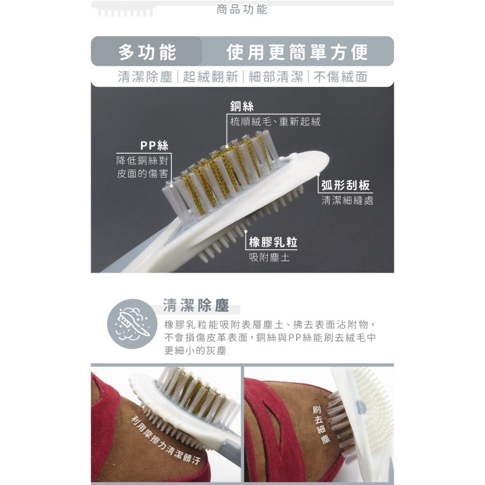 糊塗鞋匠 優質鞋材 P104 弧型把手麂皮刷 1支 多功能麂皮刷 A形灰色絨皮刷 麂皮除塵刷-細節圖4