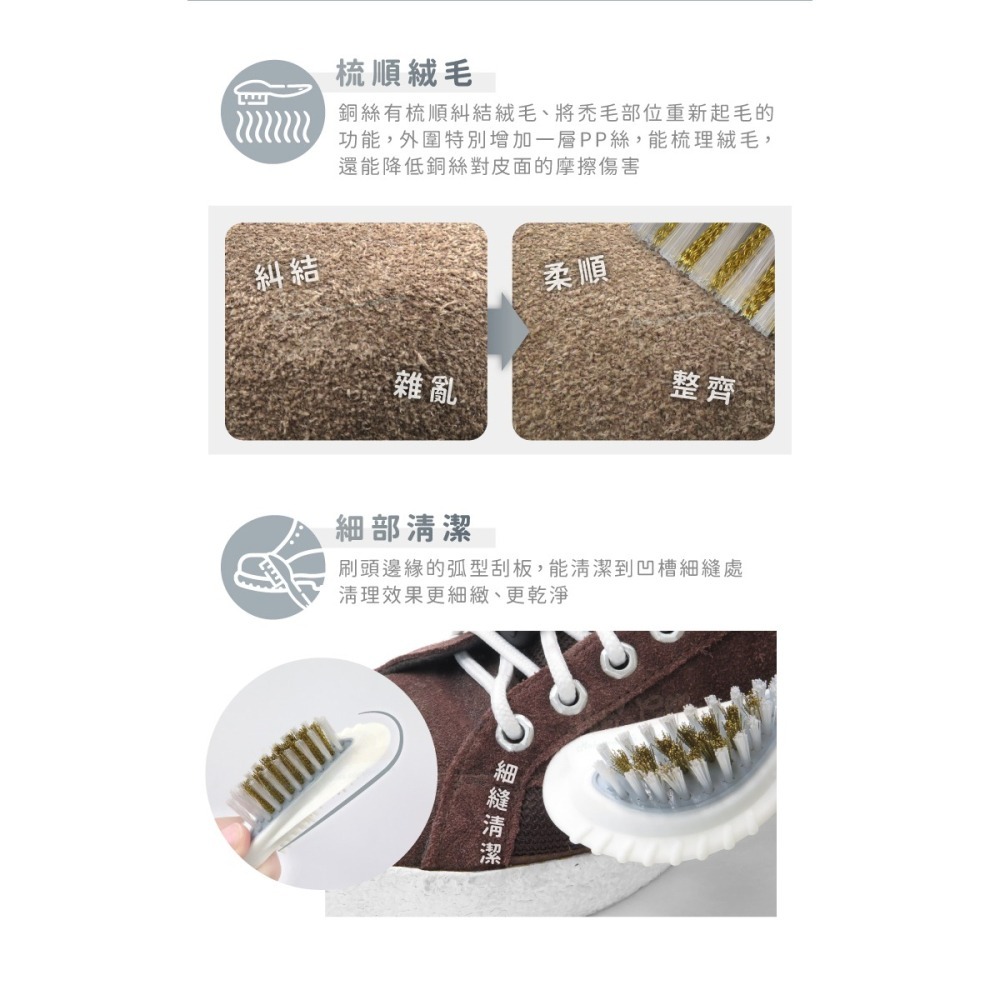 糊塗鞋匠 優質鞋材 P104 弧型把手麂皮刷 1支 多功能麂皮刷 A形灰色絨皮刷 麂皮除塵刷-細節圖5