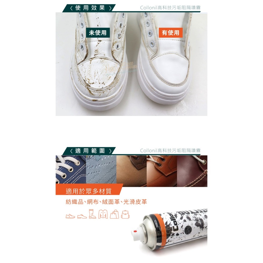 糊塗鞋匠 優質鞋材 L07 德國Collonil高科技污垢阻隔噴霧400ml 1瓶 高科技防水防污噴霧 防汙噴霧-細節圖7