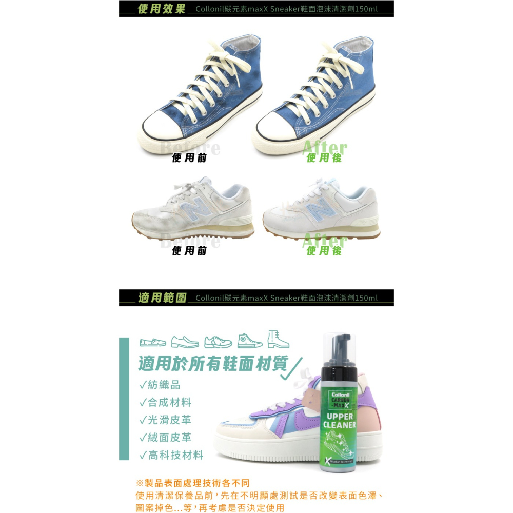 糊塗鞋匠 優質鞋材 K146 德國Collonil碳元素maxX Sneaker鞋面泡沫清潔劑150ml 1瓶 運動鞋-細節圖7
