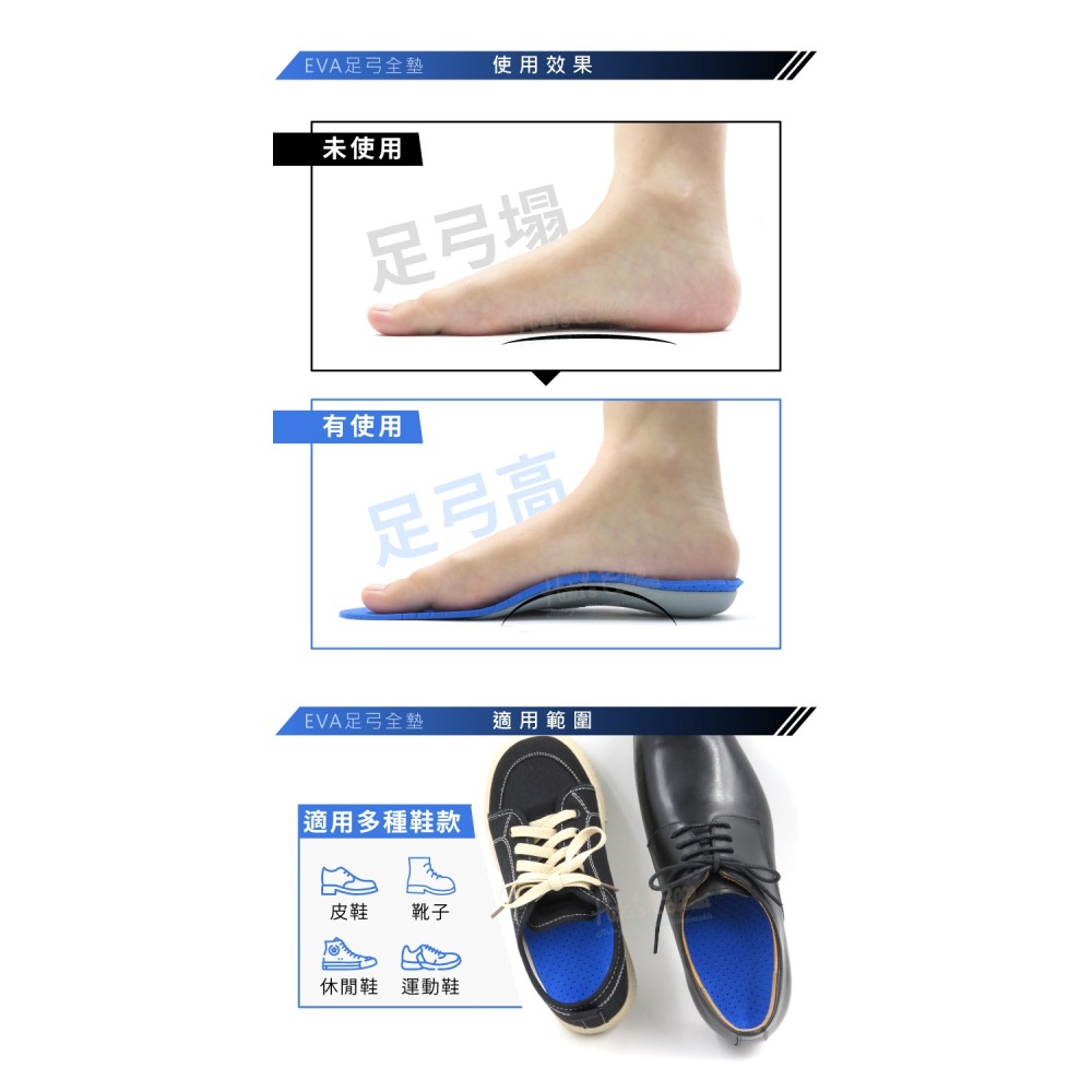 糊塗鞋匠 優質鞋材 C137 EVA足弓全墊 1雙 EVA足弓墊 硬式足弓墊-細節圖7