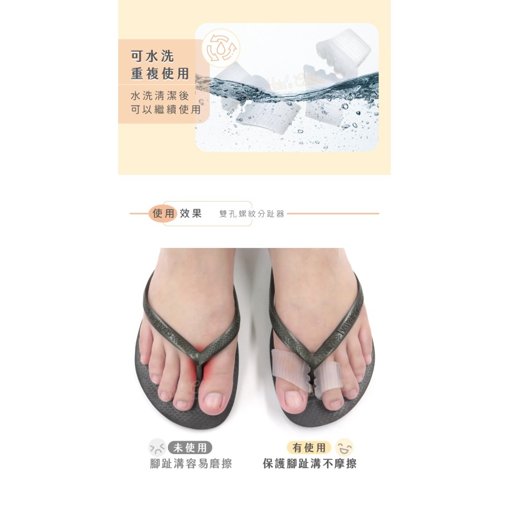 糊塗鞋匠 優質鞋材 J06 雙孔螺紋分趾器 1雙 拇趾套 拇趾保護套 拇趾固定套 夾腳拖防磨-細節圖6