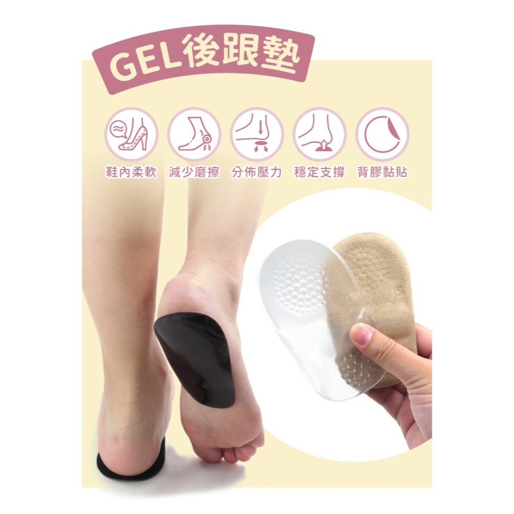糊塗鞋匠 優質鞋材 E08 GEL後跟墊 1雙 矽膠後跟墊 半碼鞋墊 腳跟墊 足跟墊-細節圖2