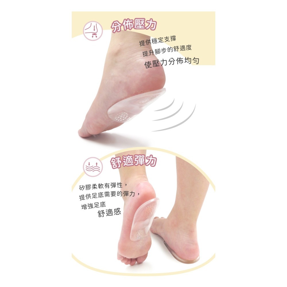 糊塗鞋匠 優質鞋材 E08 GEL後跟墊 1雙 矽膠後跟墊 半碼鞋墊 腳跟墊 足跟墊-細節圖5